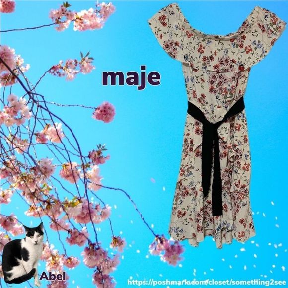 Maje | Modern Cottagecore | Lined |Silk | Butterfly Ladybug Ruffled Floral Dress - Picture 13 of 13